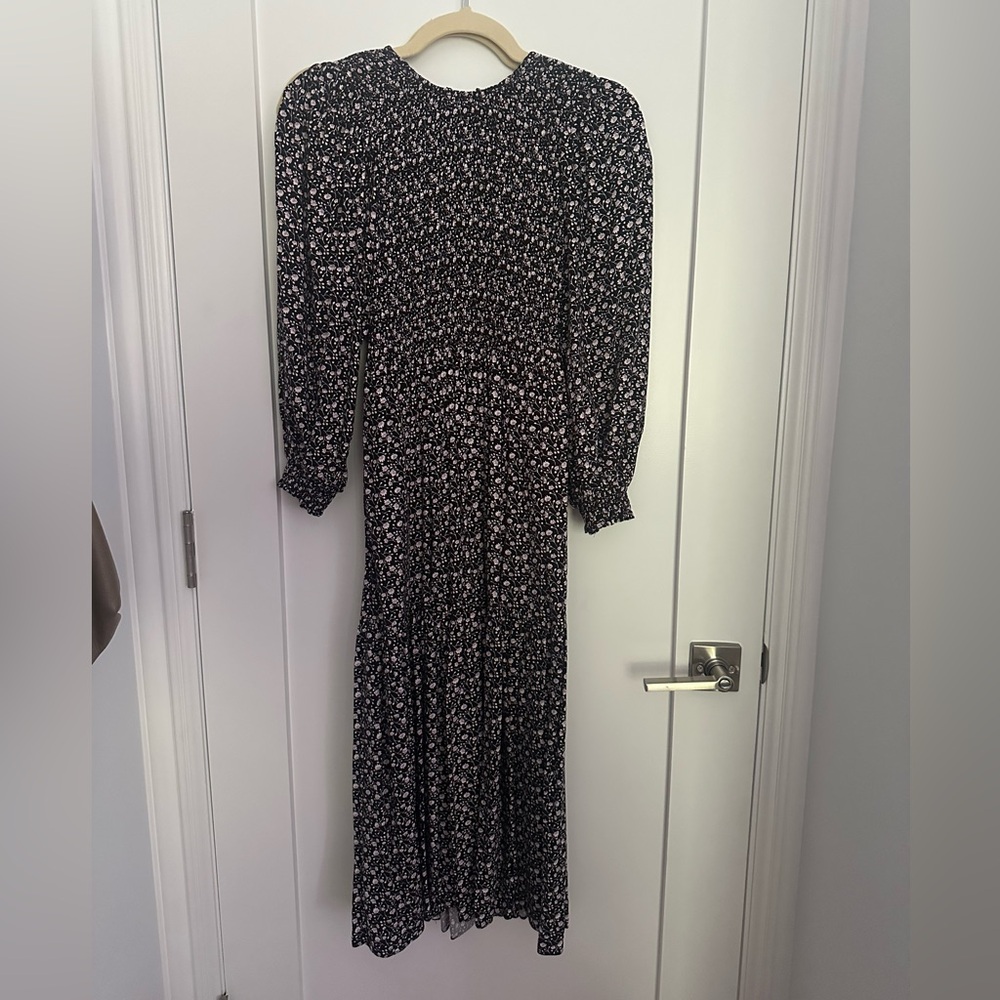 & Other Stories Black and White Bishop Sleeve Floral Dress